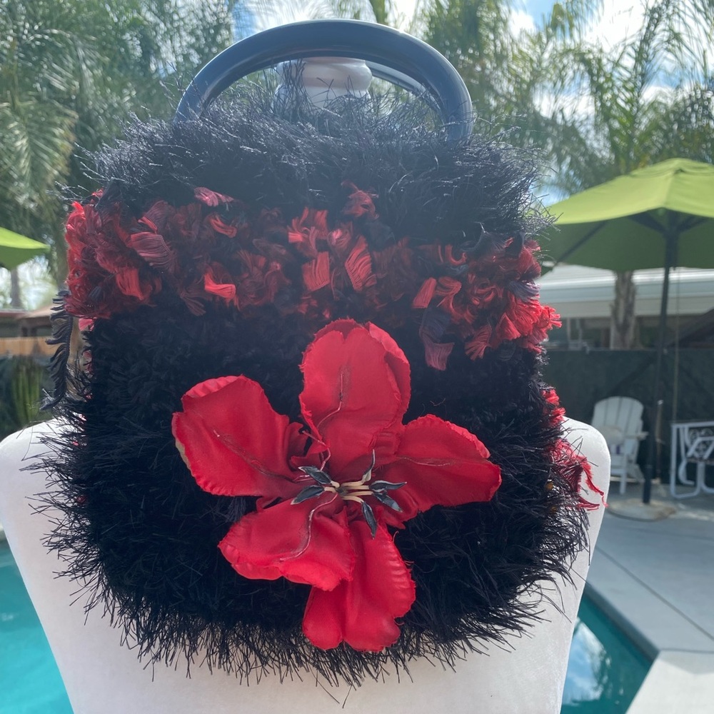 Sacks and the City Red and Black Furry Bag